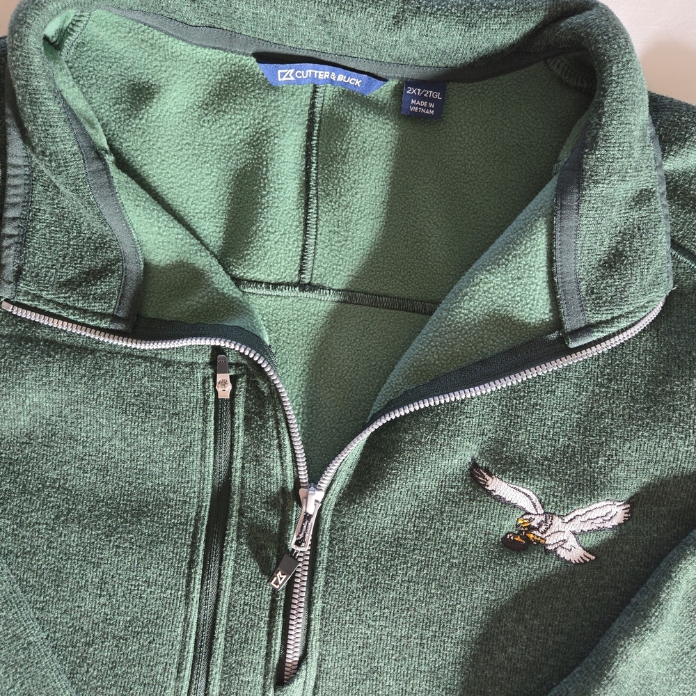 Cutter & Buck Green Quarter-Zip Fleece with Embroidered Eagle
